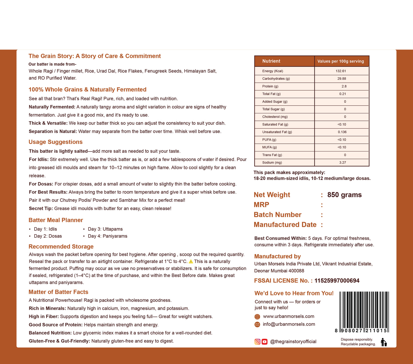 Heritage Ragi Batter